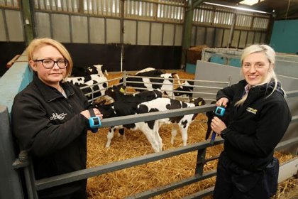 Dr Gillian Scoley, left, Dairy Youngstock Research Scientist, AFBI and Rachel Brown, IceRobotics. Photo: IceRobotics Dr Gillian Scoley, left, Dairy Youngstock Research Scientist, AFBI and Rachel Brown, IceRobotics. Photo: IceRobotics