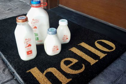 Milk and other products are delivered straight to the front door. Photo: Cow Belle Milk and other products are delivered straight to the front door. Photo: Cow Belle